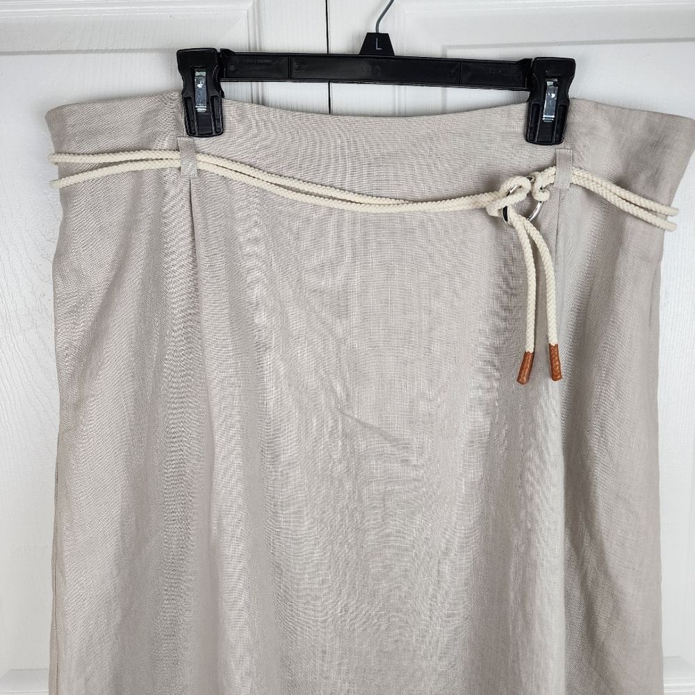 NWT Ulla Popken Linen Midi Skirt Size 18 Beige Natural - Picture 7 of 13